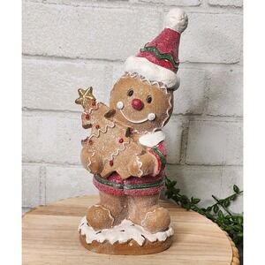 Gingerbread Man Boy Santa Resin Figurine Christmas Tabletop Tree 9.5" NEW